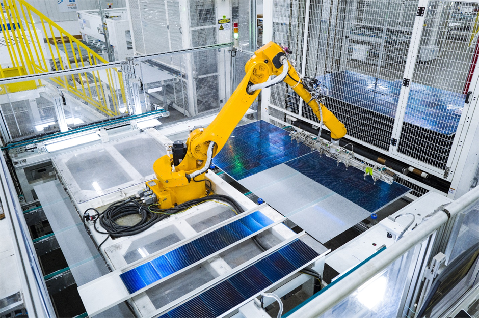 210N silicon cells being assembled into the module layout in the factory